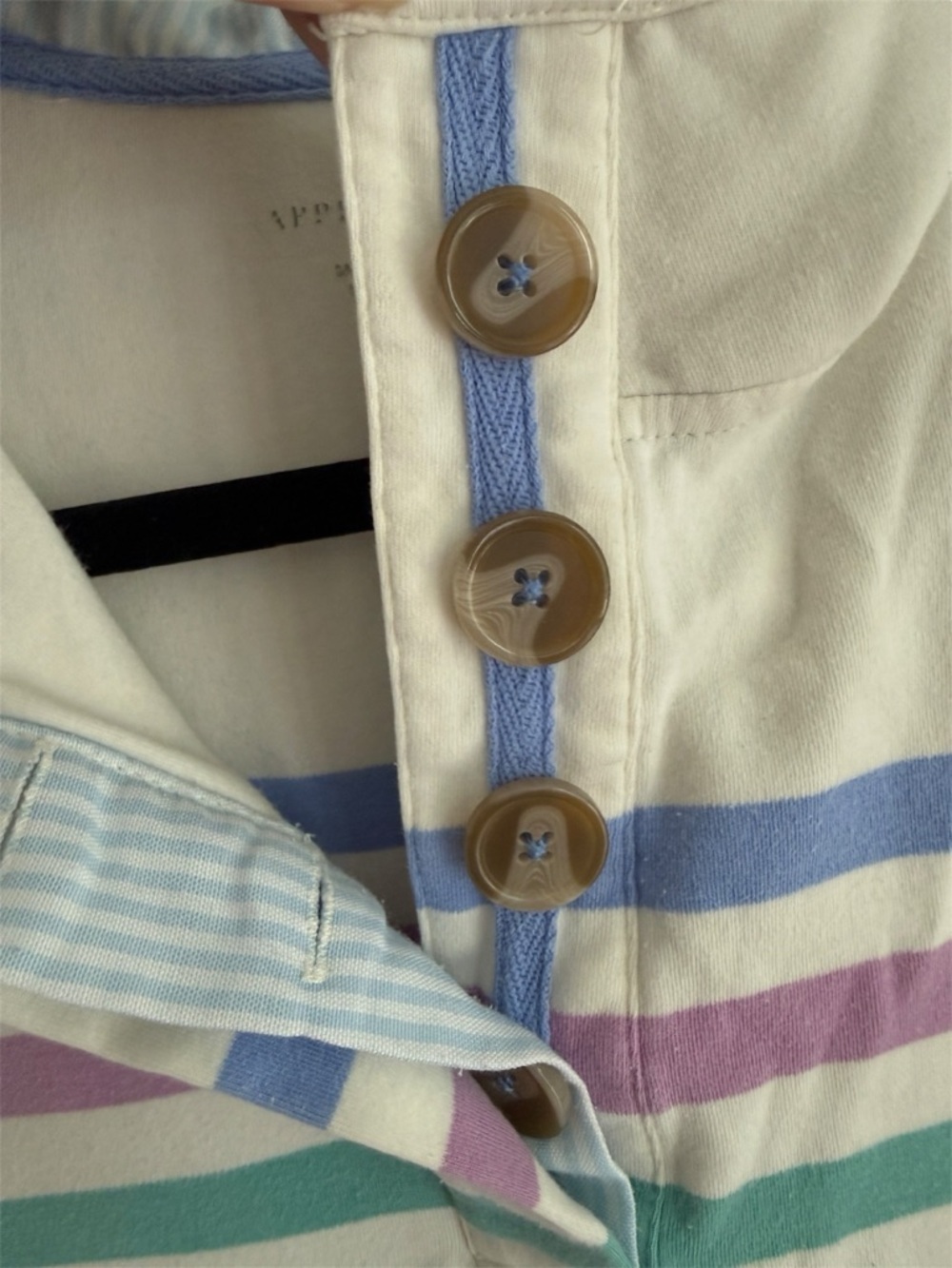 Appleseeds Striped Collared Top Long Sleeve M Pastel Coastal Grandma Preppy Chic - Picture 6 of 8